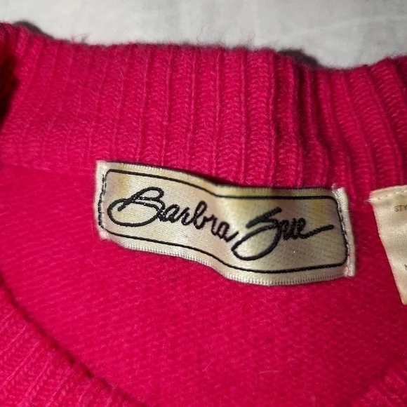 VINTAGE Pink Cable Knit Lambswool & Angora Crewneck Long Sweater Size Large - Picture 12 of 14